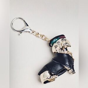 Anthropologie Dressed Up Dog Dachshund Bag Charm Key Chain Paris Theme